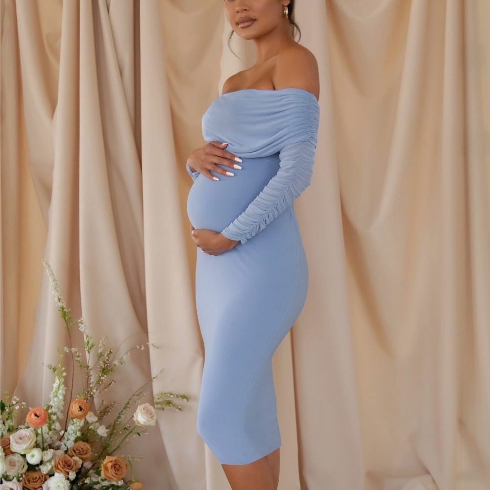 Blue Maternity Dress, great for baby boy baby shower.